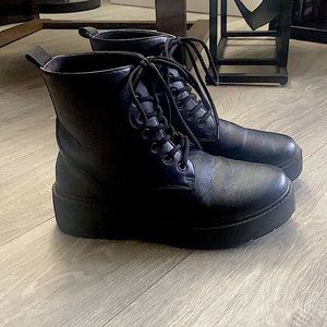 Vegan Leather Combat Boots